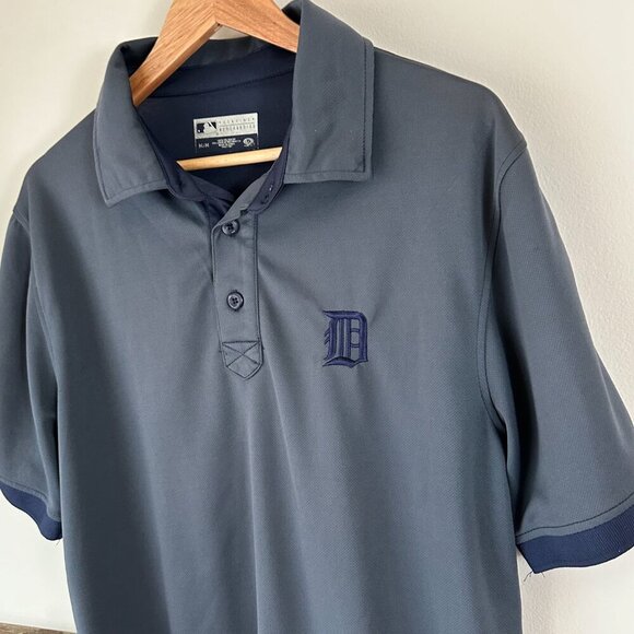 Detroit Tigers Baseball Polo Shirt M Blue 2 Tone Official Fan - Picture 2 of 9